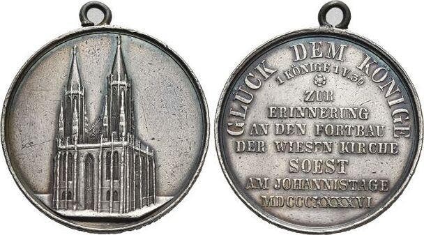 Medaille 1846 Soest-stadt (MuntenenBankbiljetten-Penningen), Timbres & Monnaies, Pièces & Médailles, Envoi