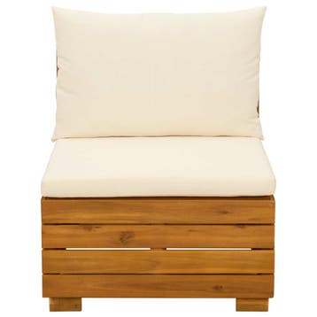 vidaXL Tuinstoel Midden Massief Acacia Hout Bruin en Crème, Verzenden, Nieuw