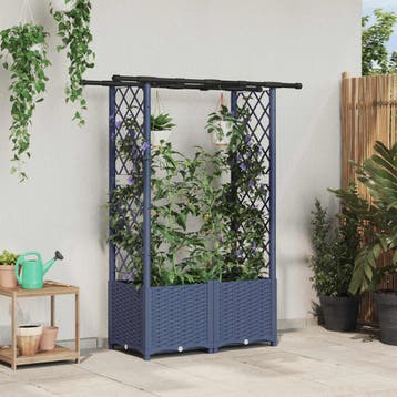 vidaXL Verhoogd Bed met Trellis en Dak Grijs 124,5 x 40 x, Verzenden, Nieuw