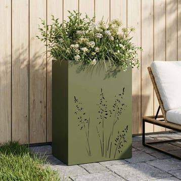 vidaXL Plantenbak Olijfgroen 50 x 30 x 75 cm Koudgewalst, Jardin & Terrasse, Pots de fleurs, Verzenden