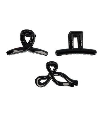 Haarspeld Haarklemmen 4cm – Recht Wave Strik – Zwart – Set