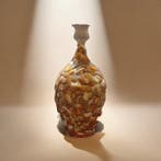 Bouteille - Faïence - Bouteille orange fondante