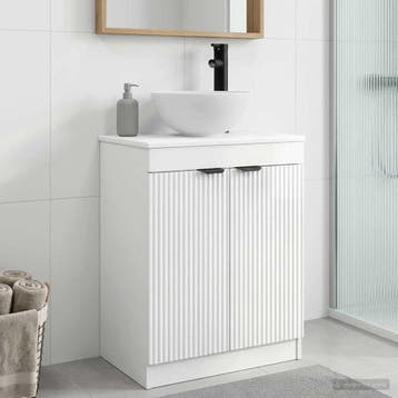 vidaXL Badkamer Vanity met Wastafel Hoogglans Wit 54 x 35 x, Verzenden