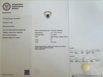 Bague de fiançailles - 14 carats Or jaune - 2.01ct. tw., Bijoux, Sacs & Beauté