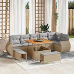 vidaXL Tuinbank Set met kussen met opslag 9 pcs beige en, Verzenden, Nieuw