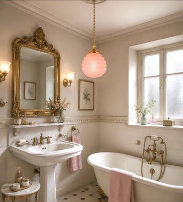 Plafondlamp - Glas, Messing - Baladeuse van Clichy-glas