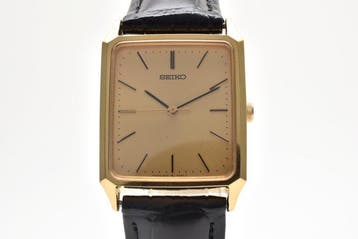 Seiko - Rectangular Gold-Tone Quartz Dress Watch Gold Dial