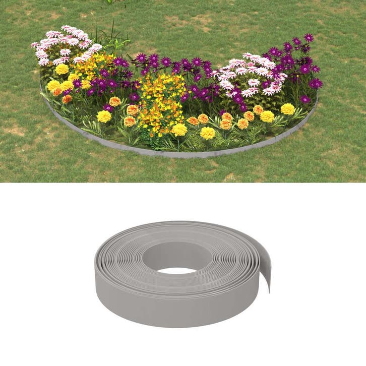 vidaXL Tuinranden 5 st 10 m 10 cm polyetheen grijs, Jardin & Terrasse, Traverses & Bordures, Envoi