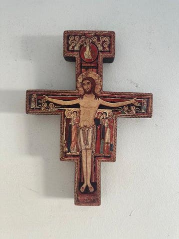 Icoon - Het kruis van San Damiano - 39 cm - Hout