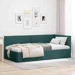 vidaXL Hoek Bed Frame met hoofdeinde Donkergroen 100 x 200, Verzenden, Nieuw