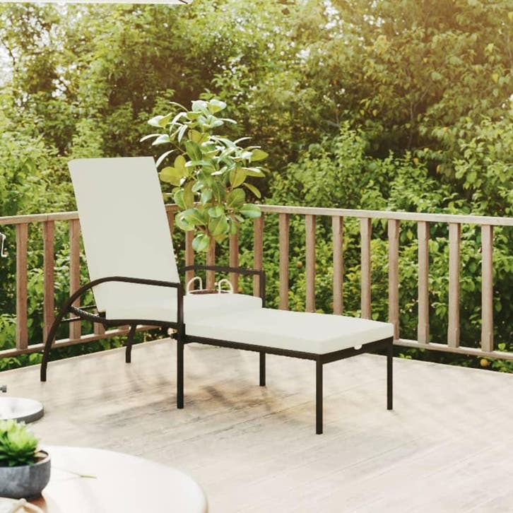 vidaXL Ligbed met voetensteun polyetheen rattan bruin, Jardin & Terrasse, Chaises longues, Envoi