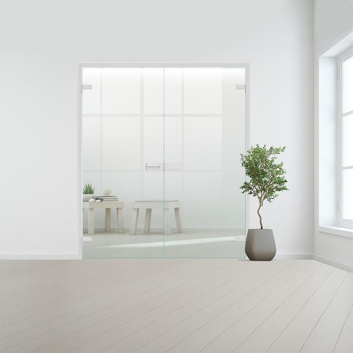 Glazen dubbele binnendeur voor opdek kozijn aluminium beslag, Doe-het-zelf en Bouw, Glas en Ramen, Nieuw, Verzenden