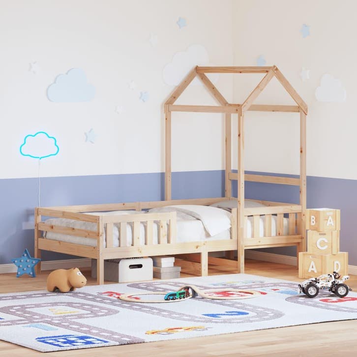 vidaXL Bedframe met huisje massief grenenhout 80x200 cm, Huis en Inrichting, Slaapkamer | Bedden, Nieuw, Verzenden
