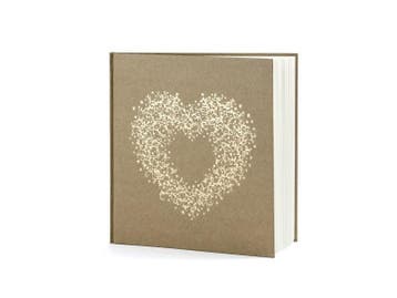 Gastenboek Hart Bruin 20,5cm, Verzenden