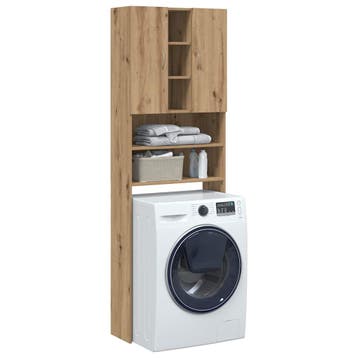 vidaXL Wasmachinekast 64x25,5x190 cm artisanaal eikenkleur, Verzenden