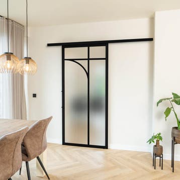Stalen Schuifdeur koofsysteem - 5 Vlaks rond - Kanaalglas, 75 tot 150 cm, Nieuw, 150 tot 225 cm, Metaal