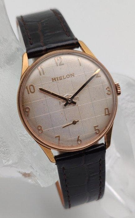 Hislon - 17J Manual - Textured Tiles - Arabic - Unitas 6425, Handtassen en Accessoires, Horloges | Heren
