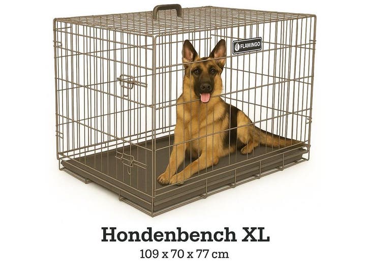 Flamingo Ebo - Hondenbench XL - Opvouwbaar - 109x70x77 cm -, Dieren en Toebehoren, Hondenbenches, Nieuw, Verzenden