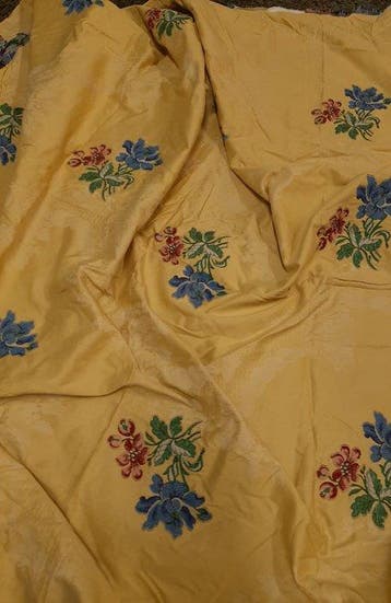 Lotto di 2 tessuti vintage in cotone Jacquard floreale -