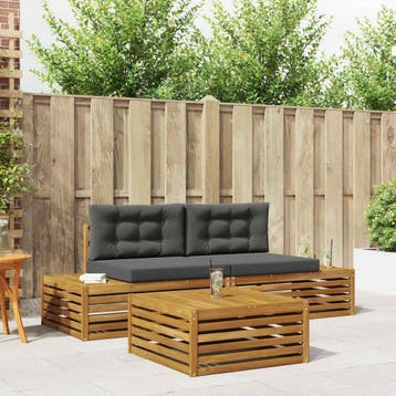 vidaXL 4 st Buiten bank set Massief Acacia Hout en Polyester, Verzenden