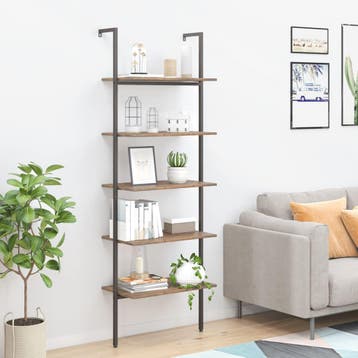vidaXL Ladderrek met 5 schappen 64x35x185 cm donkerbruin en, Verzenden, Nieuw