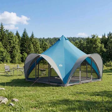 vidaXL Tipi Tent met dak Blauw 6-persoons Polyester en Staal, Verzenden, Nieuw