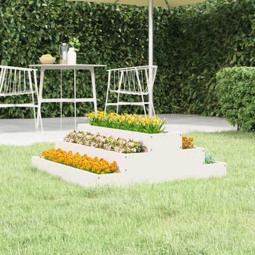 vidaXL Plantenbak 80x80x27 cm massief grenenhout wit, Verzenden