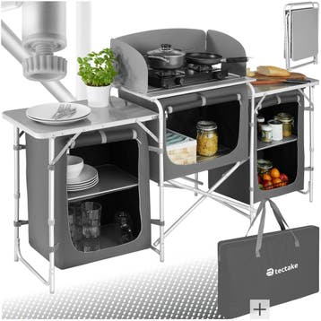 Campingkeuken met aluminium frame 172 x 52 x 104 cm - grijs, Verzenden, Nieuw