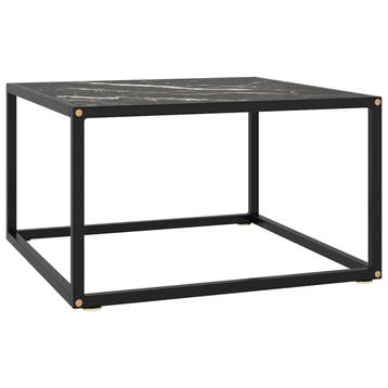 vidaXL Salontafel met zwart marmerglas 60x60x35 cm zwart, Verzenden, Nieuw