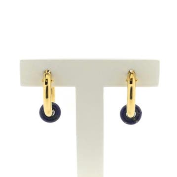Gouden oorringen met lapis lazuli (Oorbellen), Handtassen en Accessoires, Oorbellen, Gebruikt, Ophalen of Verzenden, Met edelsteen