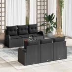 vidaXL Tuinbank Set met opslag 7 pcs Zwart poly rattan, Verzenden