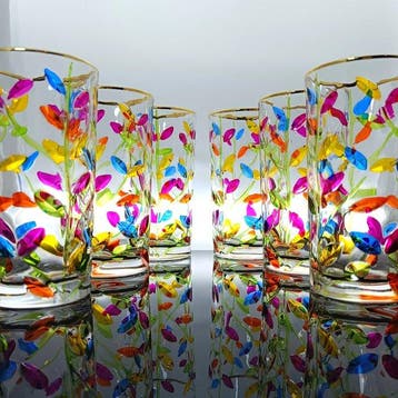 Secoloventesimo - Drinkservies voor 6 - Leaves Gold Long