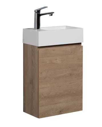 Toiletmeubel Angela 40 x 22 cm Kastanje Eiken Fonteinmeubel, Huis en Inrichting, Badkamer | Badkamermeubels, Verzenden, Nieuw