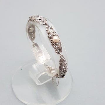 Zilver, Art Deco, Parel - Armband - + Markasieten.