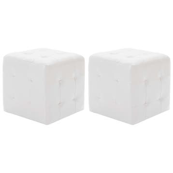 vidaXL Poef 2 st 30x30x30 cm kunstleer wit, Verzenden