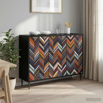 vidaXL Dressoir OMMEN Zwart eiken 102 x 33 x 76 cm Bewerkt, Verzenden, Nieuw