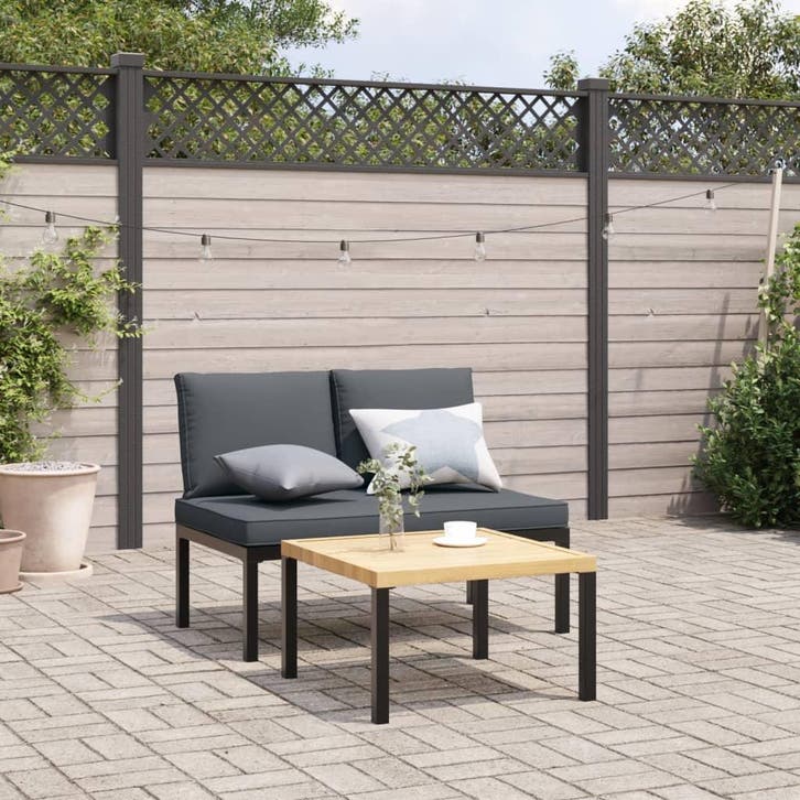 vidaXL Tuinbank met kussens aluminium zwart, Tuin en Terras, Tuinsets en Loungesets, Nieuw, Verzenden