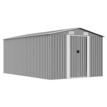 vidaXL Tuinschuur 257x392x181 cm metaal grijs, Verzenden, Nieuw