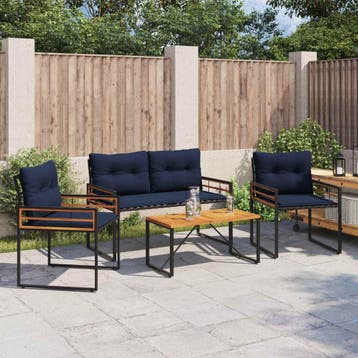 vidaXL Buitenmeubels set 4 st Marineblauw, Verzenden, Nieuw