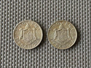 Albanië. Zog I. 1 Frang Ar 2x 1935/1937 (Zonder