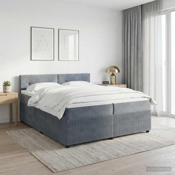 vidaXL Boxspringbed met matras Donkergrijs 200 x 200 cm, Verzenden