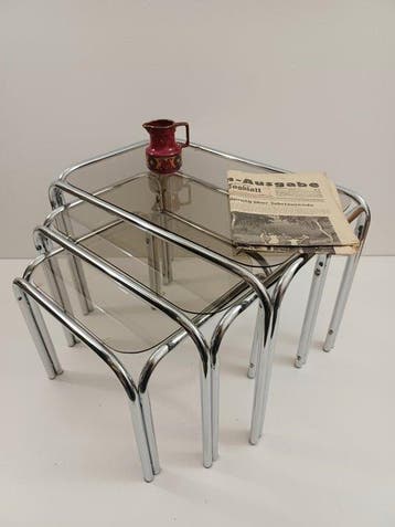 Tables gigognes - Verre - Ensemble de trois tables gigognes