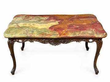 Salontafel - Verguld brons - Salontafeltje van onyx, Antiek en Kunst