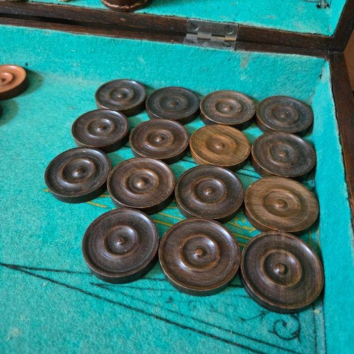 Jeu de société - Backgammon in houten kist - Bois, Antiek en Kunst, Antiek | Speelgoed