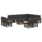vidaXL Tuinbank Set 13 pcs Grijs poly rattan, Tuin en Terras, Verzenden, Nieuw