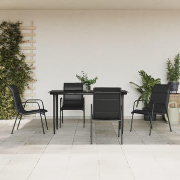 vidaXL 5-delige Tuinset textileen en staal zwart, Verzenden, Tuinset