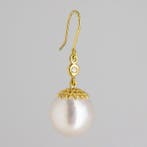 Oorbellen - 18 karaat Geel goud Diamant (Natuurlijk) - Parel, Nieuw