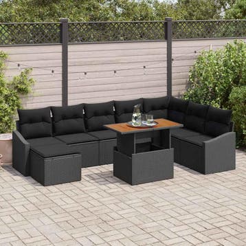 vidaXL Tuinbank Set 9 st Zwart en Bruin, Verzenden, Nieuw