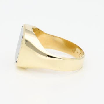 Ring - 14 karaat Geel goud Onyx, Handtassen en Accessoires, Ringen, Nieuw