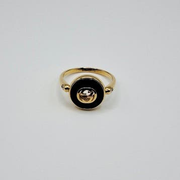 Gucci - Ring - 18 karaat Geel goud Onyx - Diamant -, Handtassen en Accessoires, Ringen, Nieuw